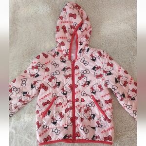 Pink Hello Kitty Lightweight Puffer Hoodie Jacket, Size 130